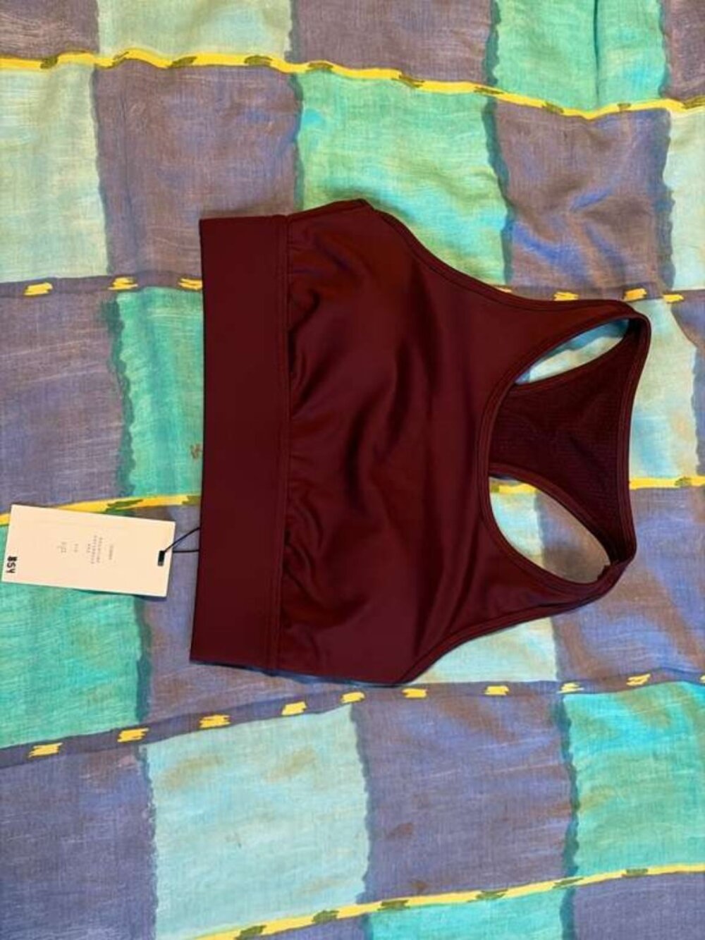 Thrive Societe Burgundy Racerback Mesh Sports Bra NWT